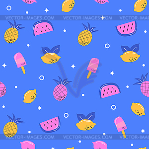 Multicoloured summer fruits seamless pattern for - vector clip art