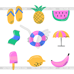 Hello Summer. colorful funny symbols - vector image