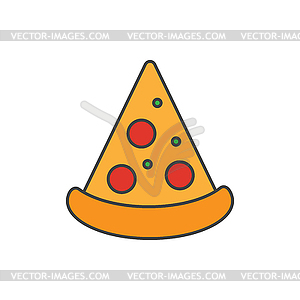Pizza slice icon . Simple cartoon icon - vector clip art