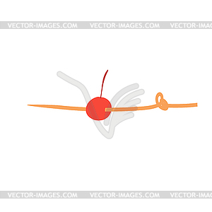 Cocktail skewer or cocktail stick . Sugar cherry - vector image