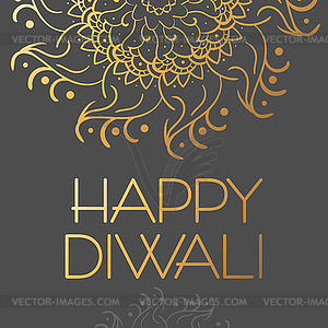 Happy Diwali. Greeting banner with lettering, grey - vector clipart