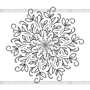 Floral mandala with leaves and hearts - vector clipart