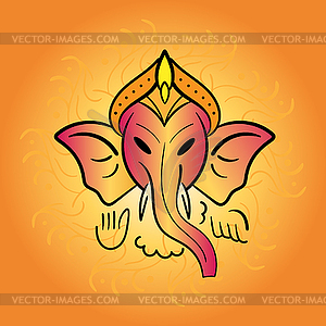 Poster of Happy Ganesh Chaturthi. God Ganesh face. - vector EPS clipart