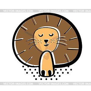 Cute lion kid, african animal. Nursery simple poste - vector clipart