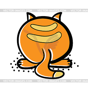 Cute cartoon cat, back view, orange cat icon - vector image
