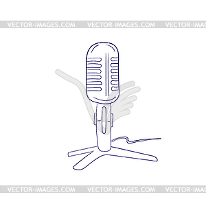 Podcast. Retro microphone . Design element - vector image