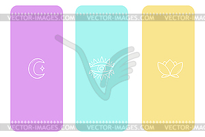 Set of three yoga mat designs. Soft colors with - vector image