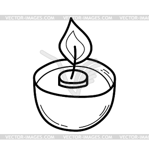 Burning candle. sketch style. Outline - vector clipart