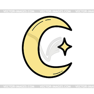 Moon with star. Mystical element, ethnic - vector image