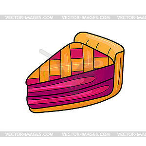 Cute cartoon pie. Cherry or bleuberry pie drawing. - vector image