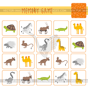 Игра на память для детей дошкольного возраста, карточки с - векторное изображение