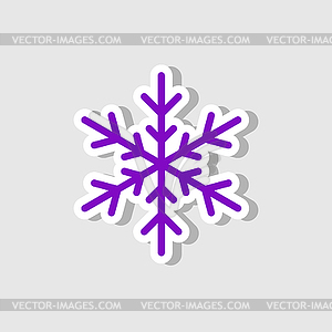 Purple snowflake sticker for Christmas - vector image