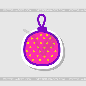 Рождественский розовый шар. . Дизайн печати наклеек. новый год - векторный клипарт EPS