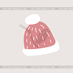 Cute knitted hat in hygge style. Scandinavian cozy - vector EPS clipart