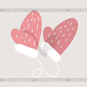 Pink mittens on grey background. , holiday design - vector clipart