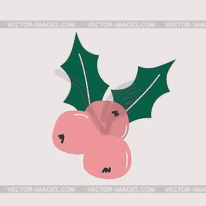 Holly berry icon in cartoon flat style - vector image