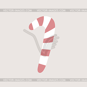 Cute Christmas candy cane - icon in pink color. - vector EPS clipart