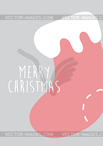 Merry Christmas greeting card design with stocking - vector clip art