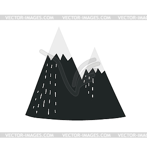 Black mountain. Scandinavian style cute drawing - vector clipart