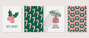 Set of christmas greeting cards with holiday text - vector clipart