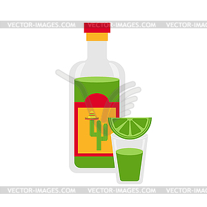 Mexican food and drink. Tequila with lime  - vector clip art