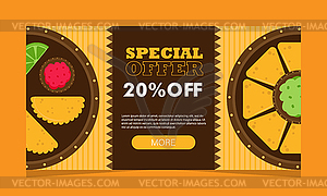 Mexican food service offer, web page. Landing banne - vector clipart