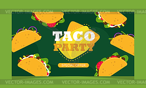 Mexican food service offer, web page. Landing banne - vector clipart