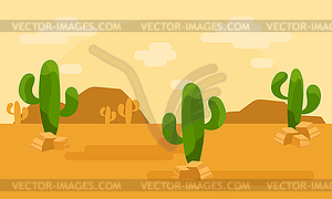 Landscape with cactus. , desert background in Mexico - vector image