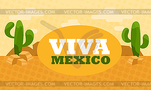 Landscape with cactus. , desert background in Mexico - vector clipart