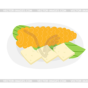 Choclo con queso - Peruvian dish of hot big corn an - vector clipart