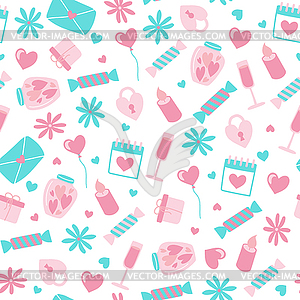 Valentine Day seamless pattern. images of hearts, - vector image