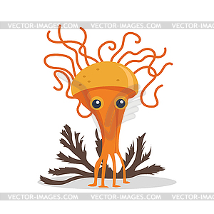 Cute mushroom. Cartoon fungus cordyceps. Mushroom - vector clip art