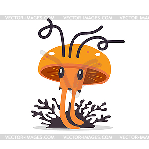 Cute mushroom. Cartoon fungus cordyceps. Mushroom - vector clipart