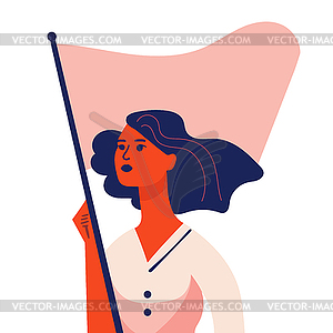 Feminism, women rights and power. Young girl holdin - vector clipart