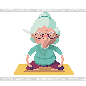 Senior woman practicing yoga exercises. Healthy - vector image