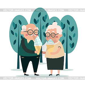 Elderly people active lifestyle flat composition. - vector clip art