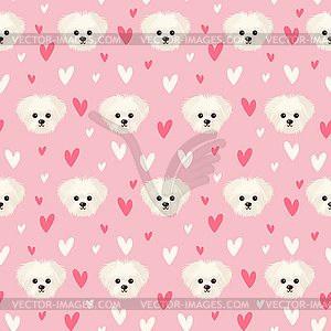 White Italian lapdog seamless pattern. Breed - vector clipart