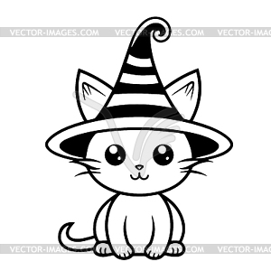 Кот на Хэллоуин для книжки-раскраски. Раскраска - векторная графика
