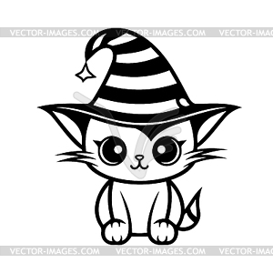 Halloween cat for coloring book. Coloring page - vector image