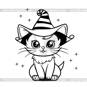 Halloween cat for coloring book. Coloring page - vector clip art