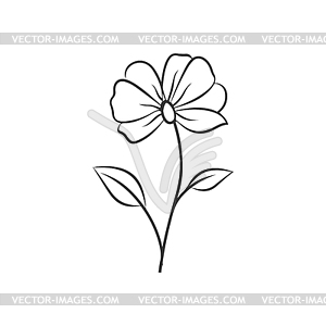 Abstract flower in one line art drawing style. Blac - vector image