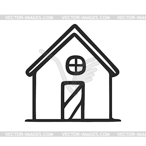 House doodle , cute home. Simple icon - vector clip art