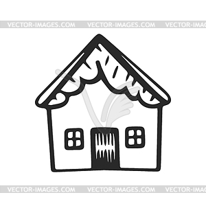 House doodle , cute home. Simple icon - vector clipart