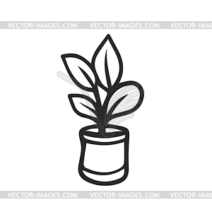 Cute houseplant in flower pot  - vector clipart