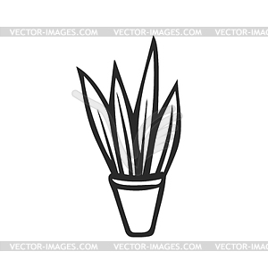 Cute houseplant in flower pot  - vector image