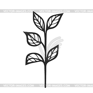 Doodle style . Simple element of twig and leaves - vector clipart