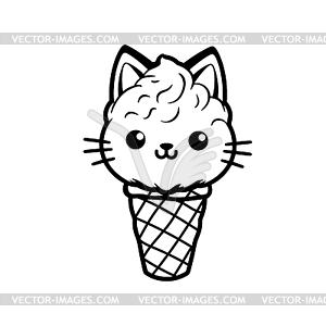 Cats in ice cream cone . Coloring book, cartoon - vector EPS clipart