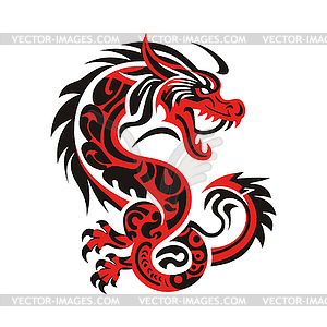 Red and black dragon design - vector clipart