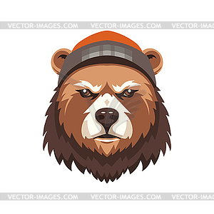 Angry cartoon bear. Animal in flat style. Teddy bea - vector image