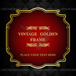 Royal gold Picture frame on dark wallpaper - vector image